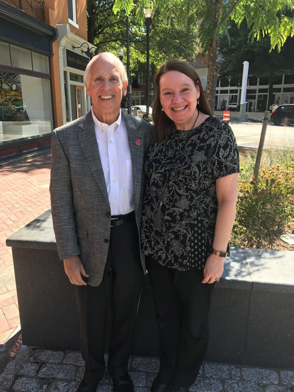 Bob Hershberger stands with Mary Ann Peberdy, M.D., director of VCU Health’s Advanced Resuscitation, Cooling Therapeutics and Intensive Care (ARCTIC) post-cardiac arrest program. Dr. Peberdy treated Bob after he suffered a cardiac arrest in Williamsburg.